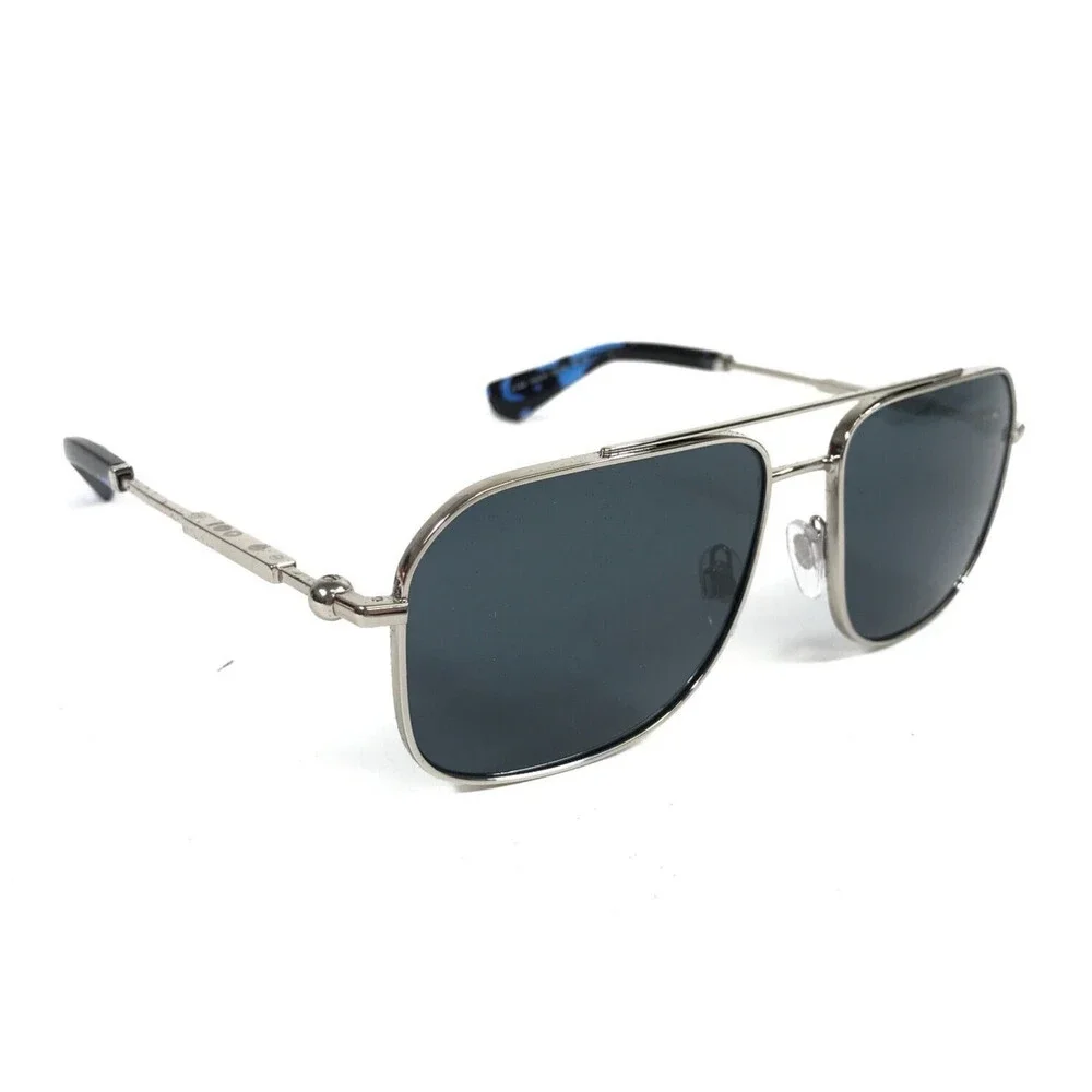 Burberry Sunglasses B3159 1005/87 Polished Silver Aviators with Gray Lenses